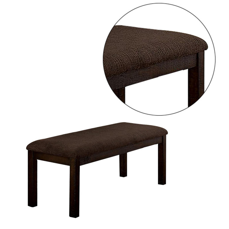 Banc recouverts de tissu d'ameublement, Brun, H 18 po x l 48 po x P 17 po