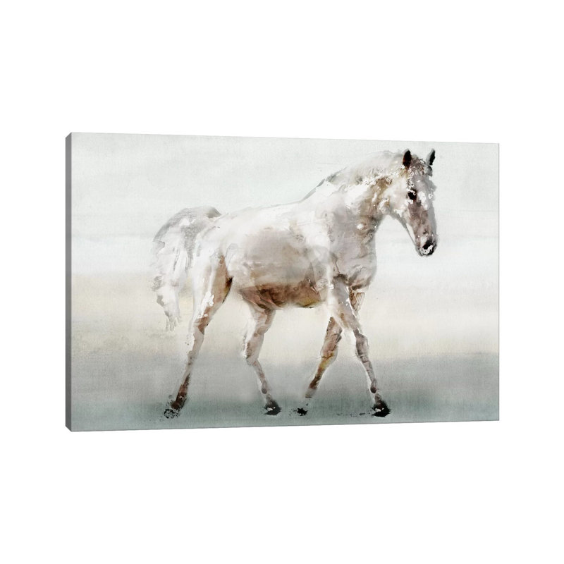 White Horse by Edward Selkirk - Wrapped Canvas Painting, 20.32 cm H x 30.48 cm W