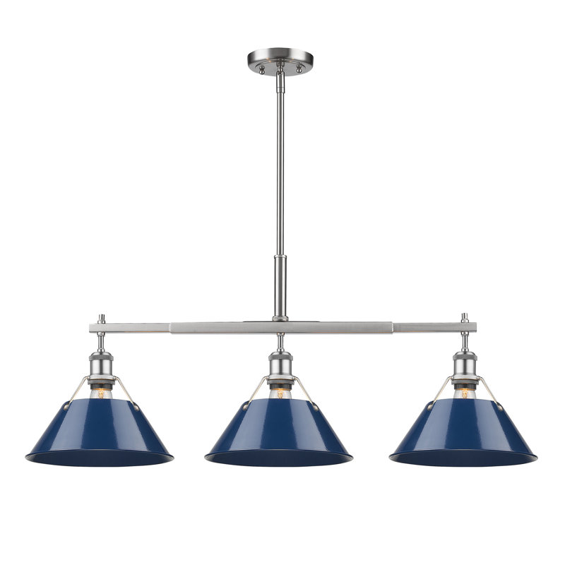Bisto 3 - Light Kitchen Island Pendant, Navy Blue, Pewter