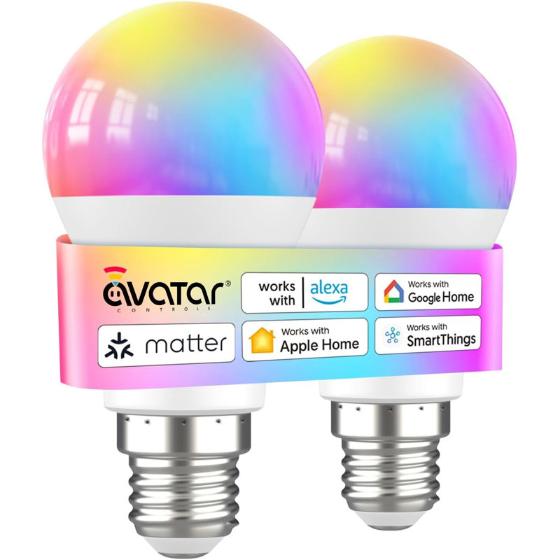E27 Smart Matter over Wi-Fi Light Bulbs 75W Equiv., Work with Alexa/Google Home/Apple Home, 800LM 9W RGBCW A60 LED Light Bulbs, No Hub Required, 2.4G WiFi Bulb