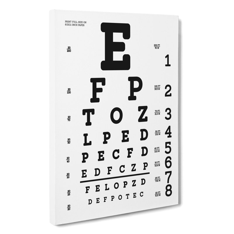 Eye Test Chart - Wrapped Canvas, 50cm H x 35cm W x 3cm D