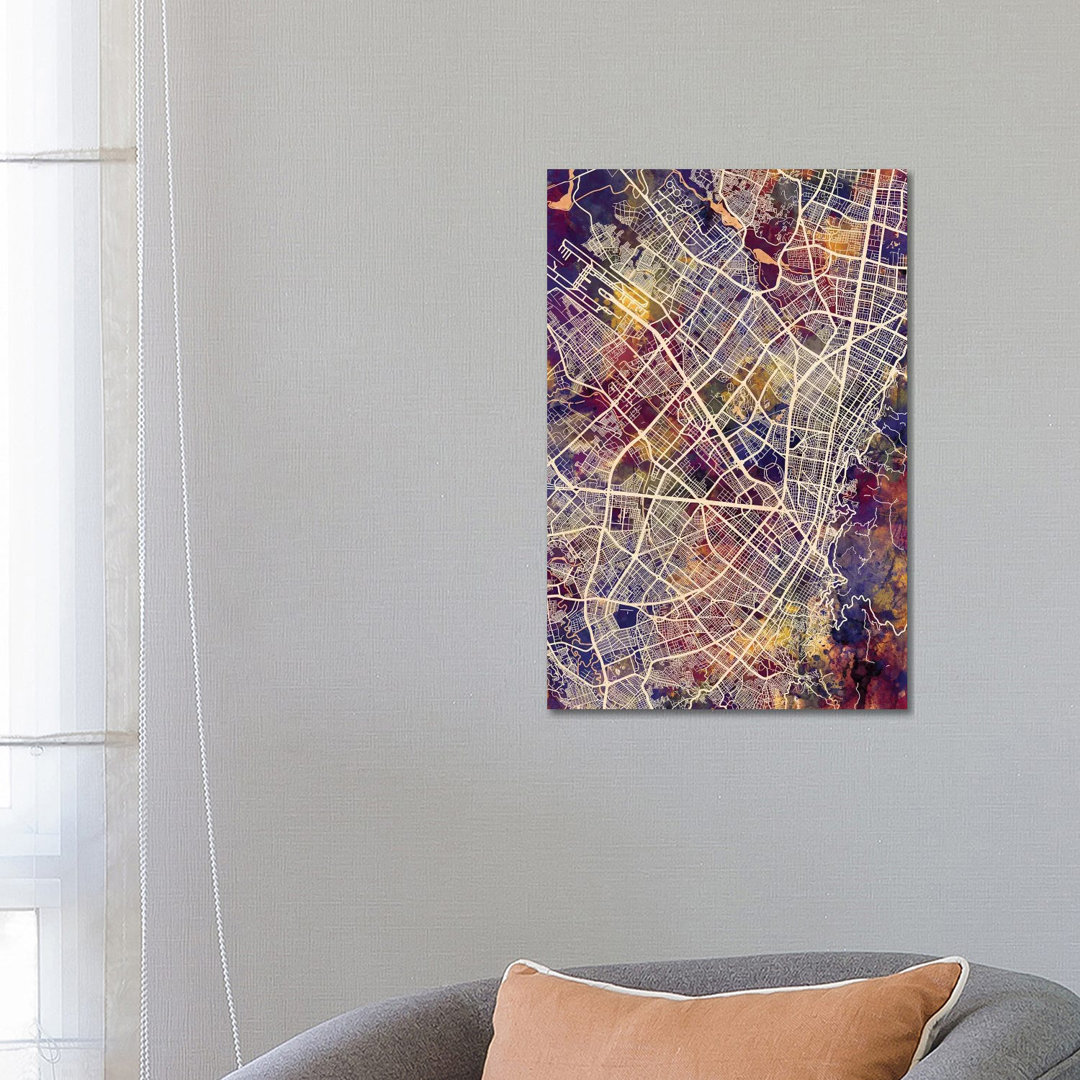 Bogota Colombia City Map II by Michael Tompsett - Wrapped Canvas Gallery-Wrapped Canvas Giclée