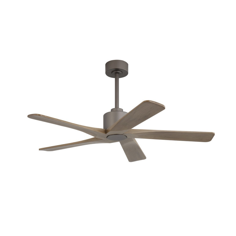 Ventilateur de plafond d'intérieur à 5 pales Baun avec télécommande, Marron clair, Nickel, 48"