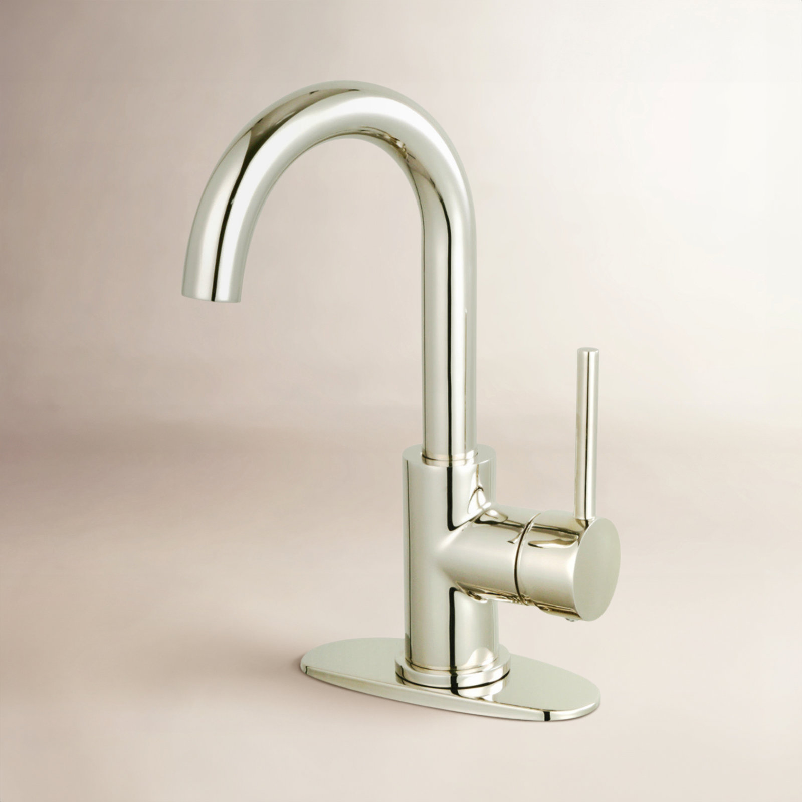 Kingston Brass Concord Single-Handle 1-Hole Deck Mount Bathroom Faucet with Push Pop-Up, Polished Nickel