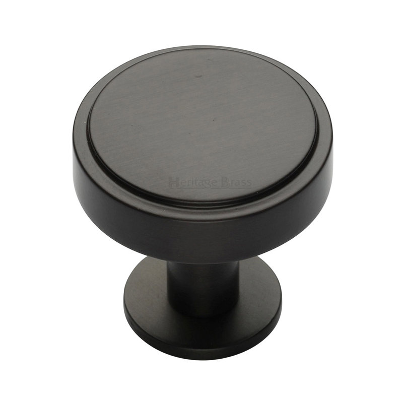 Heritage Brass Cabinet Knob Stepped Disc Design with Rose, 3.8cm