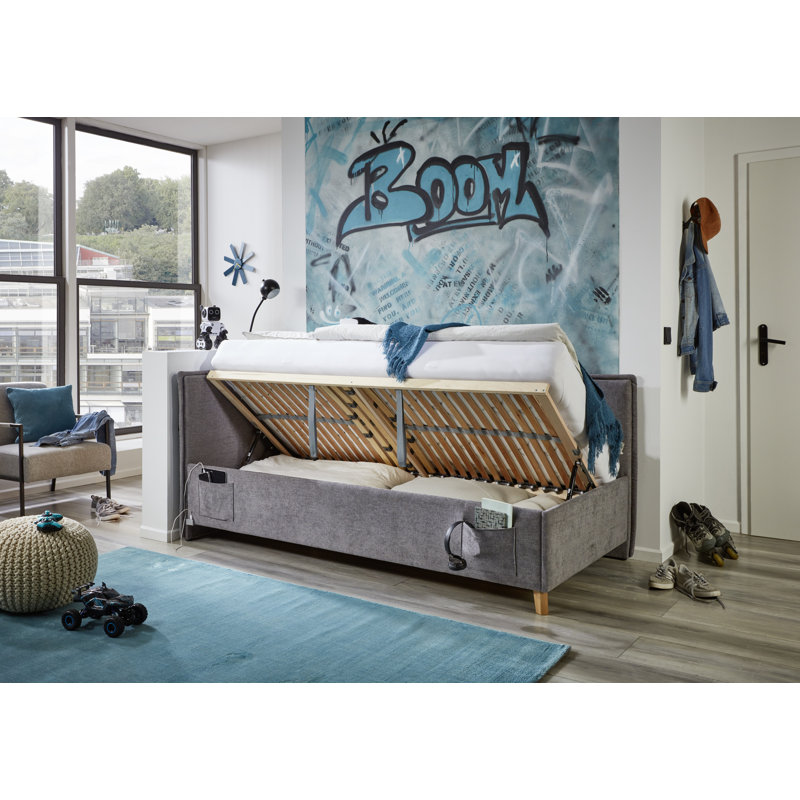 Chickerell Storage Bed, 120 x 200cm, Grey/Brown/Blue