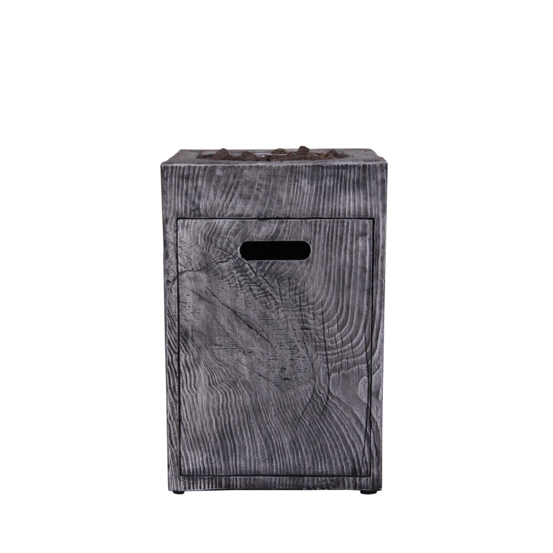 Gray Rectangular Stone Propane Fire Pit Column