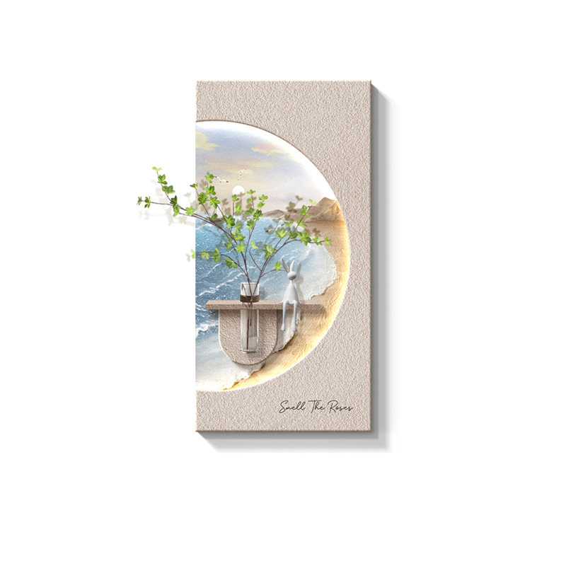 Art mural blanc en grès, H 31,5 po x l 15,75 po