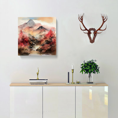 Japanese Mountains Watercolour - Wrapped Canvas