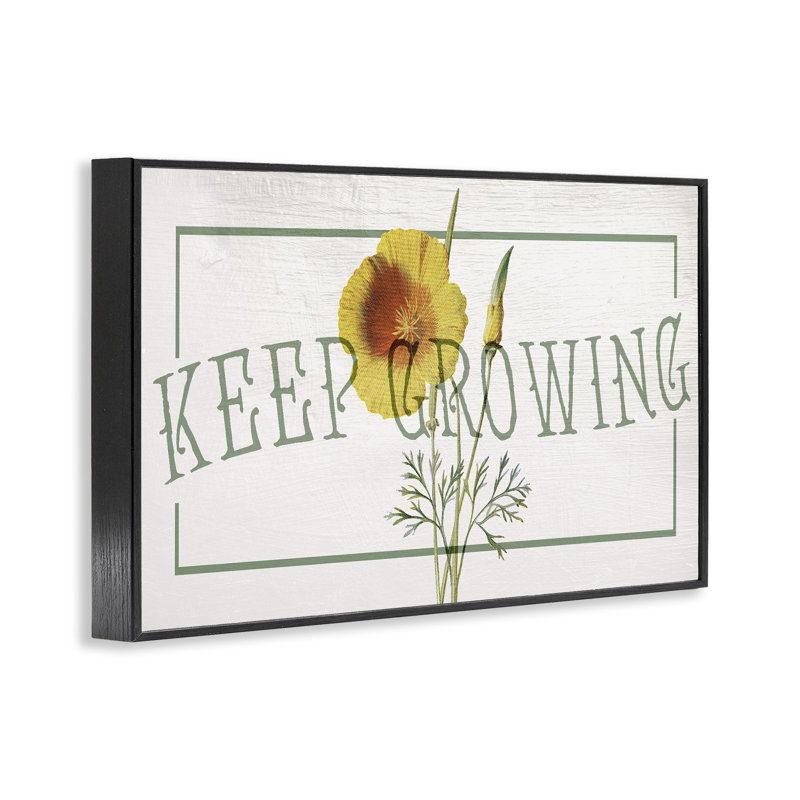 «Keep Growing» avec Poppy, estampe numérique encadrée, design par Lil 'Rue, H 12 po x l 18 po, Giclée encadrée noir minuit