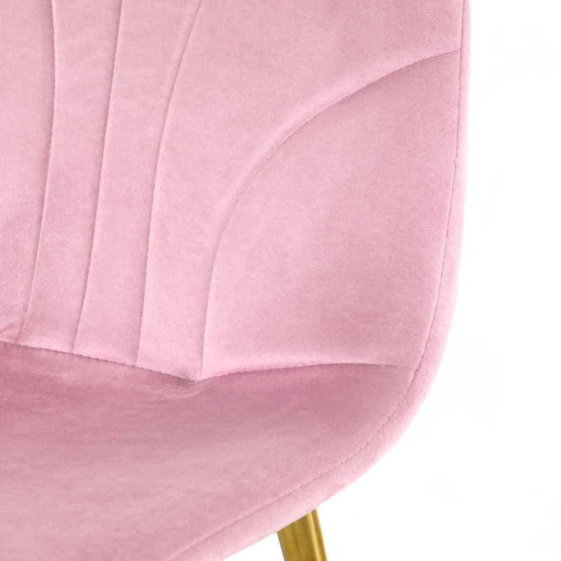 Modern Simple Dining Chair With Metal Legs Set Of 4, Pink, Gold