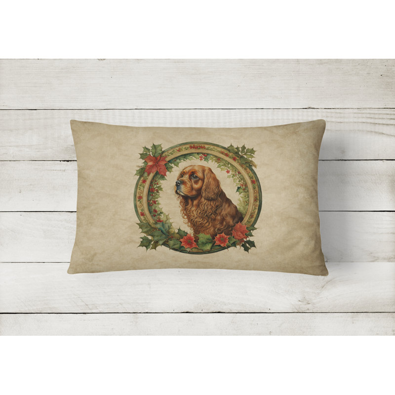 Coussin décoratif intérieur / extérieur en polyester Christmas, 12 po x 16 po, Rectangulaire