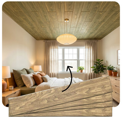 Faux Wood Glue-Up Ceiling Planks 39 in. x 6 in.