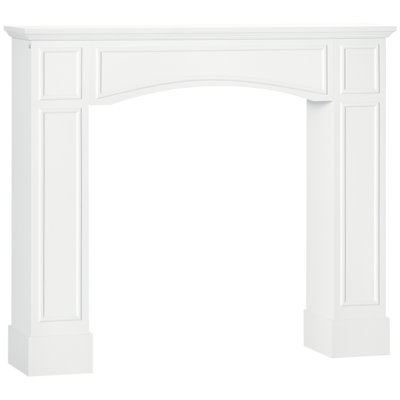 Manteau de cheminée, manteaux de cheminée autoportants avec motif décoratif largeur intérieure 29 po blanc