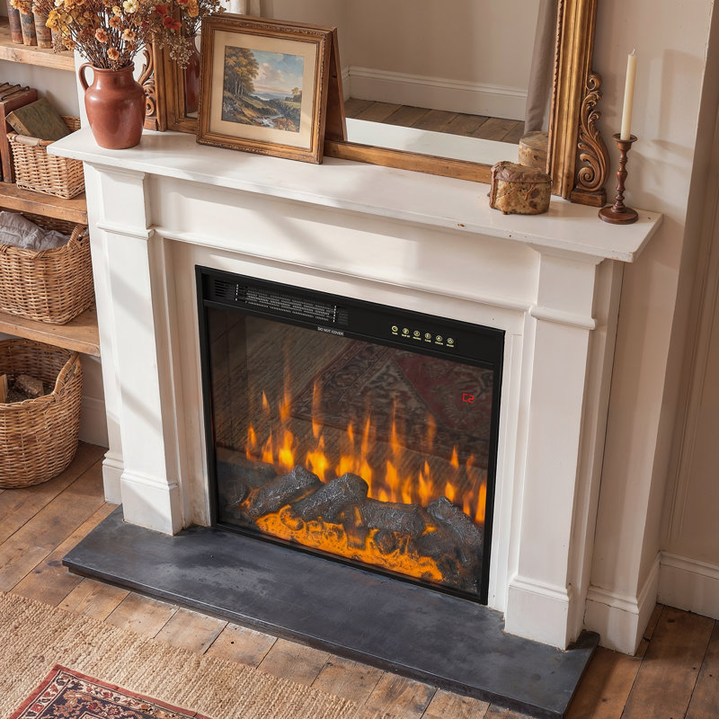 23.6'' W Wall Mounted Electric Fireplace Without Mantel