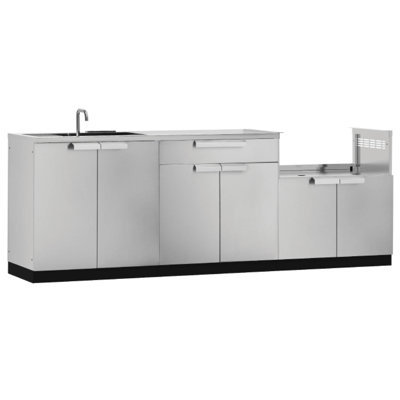 Ensemble de 3 armoires modulaires en acier inoxydable pour l'extérieur l 104 po x P 24 po x H 44,3 po