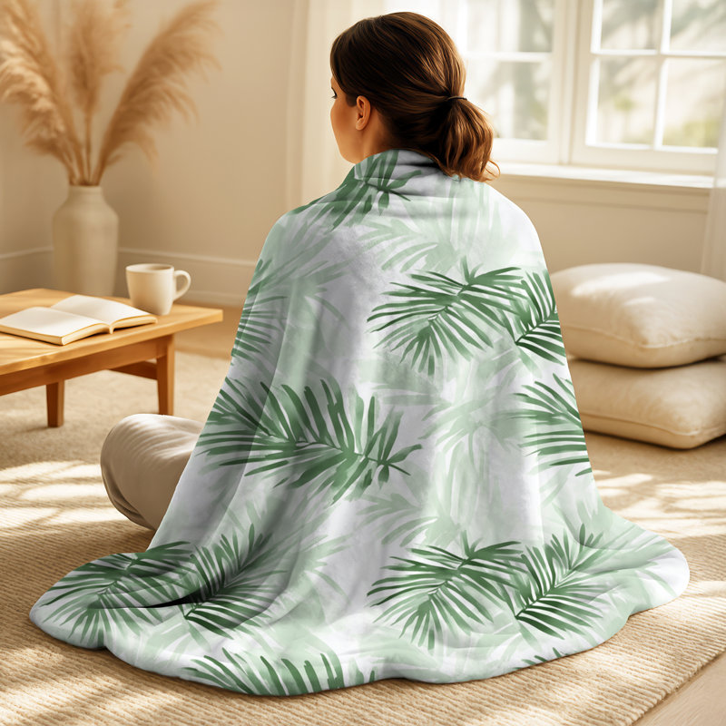 Soft Palms - doudou floral, jeté en peluche côtière