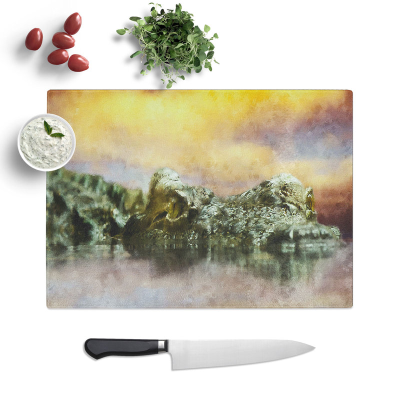 Crocodile Painting Chopping Board, 28.5cm W x 39cm L