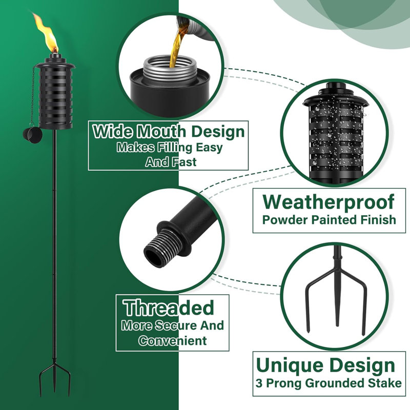 Paquet de 4 torches de jardin à citronnelle - métal 16 oz
