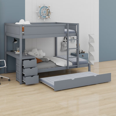 Bunk Bed With Trundle, Desk With Drawers