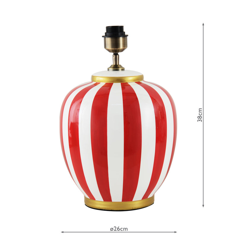 Circus Ceramic Table Lamp Base Only, Red/White