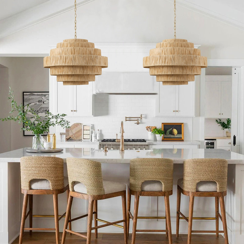 5-light brown layered adjustable iron pendant lamp