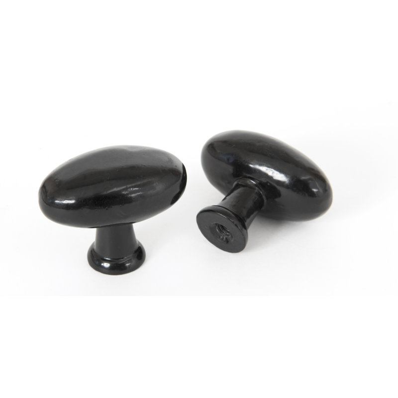 Oval 40mm Length Cabinet Oval Knob, Black