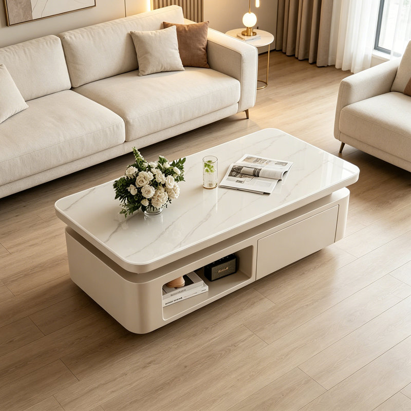 Cantero, H 17,71 po x L 39,37 po x l 19,68 po, Blanc / Gris, Crème