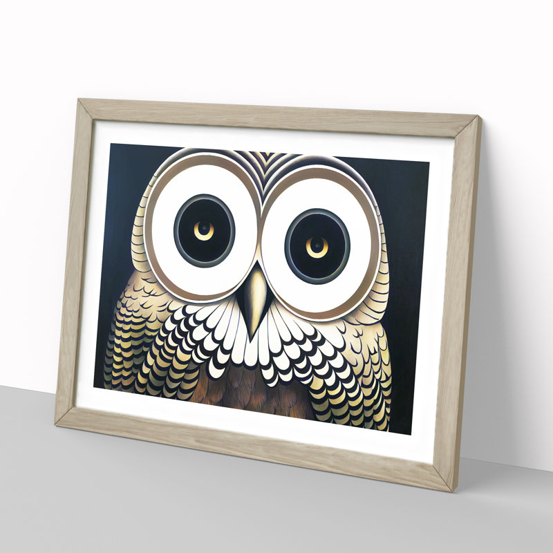 Euphoric Owl - Framed Print, 25cm H x 34cm W x 2cm D, Oak