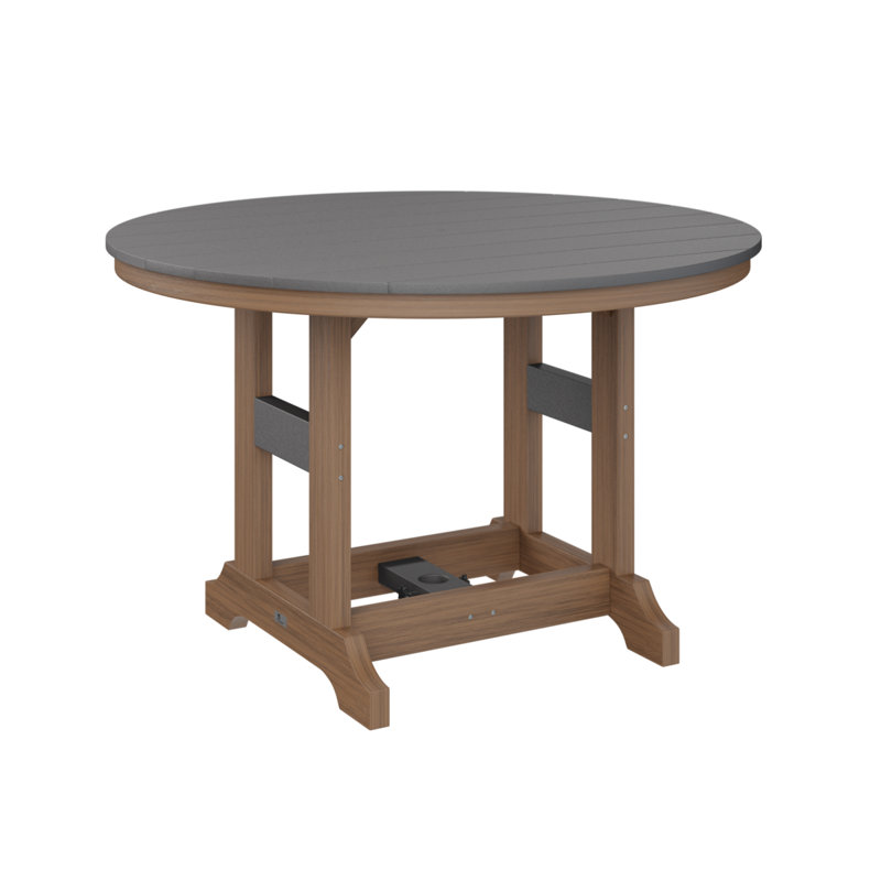Garden Classic Outdoor Round Bar Table, Smoke Gray, Antique Mahogany