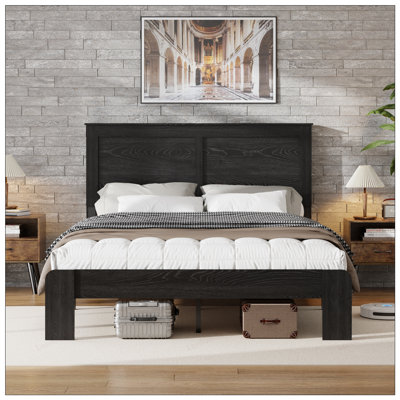Sturdy Queen Size Wood Platform Bed Frame with Noise-Free Design, Large Under-Bed Storage, and Easy Assembly