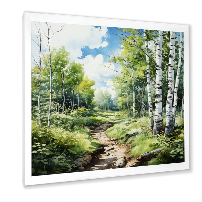 Birch Woods Whispering Winds XI - Forest Wall Art Living Room, H 36 po x l 36 po x P 1,5 po, Cadre simple blanc