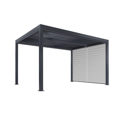 PURPLE LEAF Louvered Pergola Accessories 121" Side Adjustable Pull Down Roller Shade Privacy Shade Sun Side Shade for 11' Side Gray Pergola Wind Block. Pergola not included