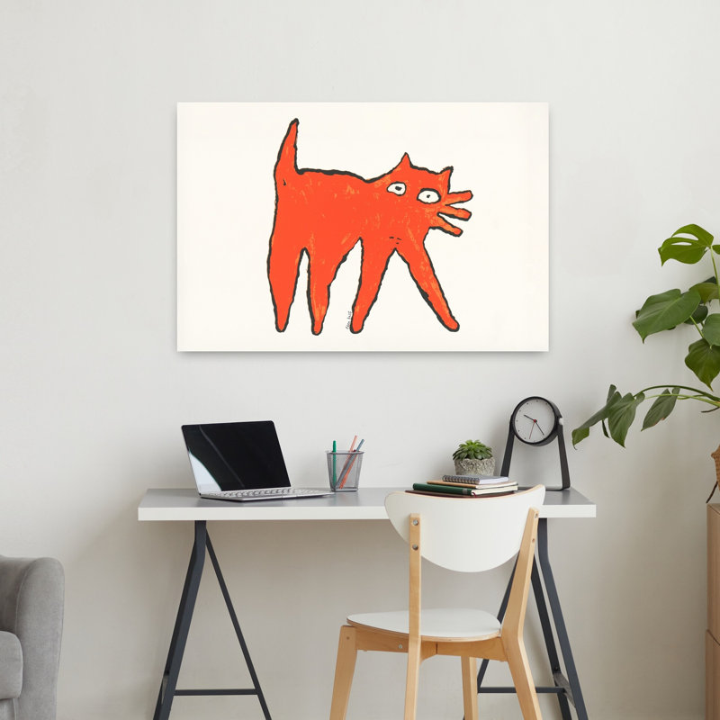 Art mural abstrait chat orange, H 24 po x l 36 po