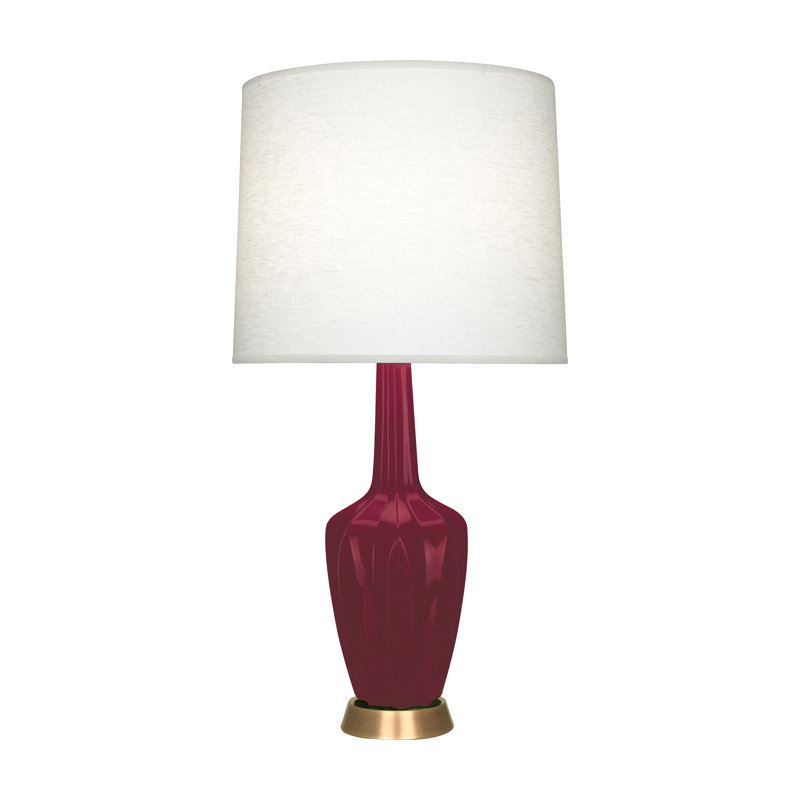 Petite lampe d'appoint Emma, Céramique / métal, H 30 po x l 6,25 po x P 6,25 po, Sucre prune vernie / laiton chaud