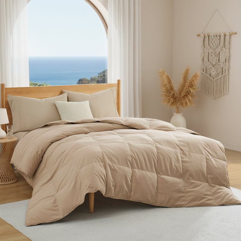 Édredon léger en duvet synthétique et plumes, Grand lit, Racine de gingembre