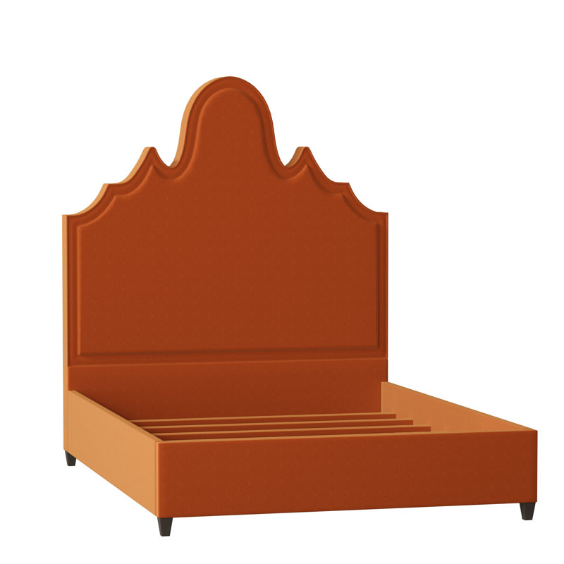 Lit tapissier standard Amalie, Très grand californien, Tangerine M9463, Brun acajou