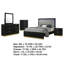 Ensemble de chambre avec grand lit 5 pièces Caer en noir, accents dorés et revêtement gris-114565871-114565872