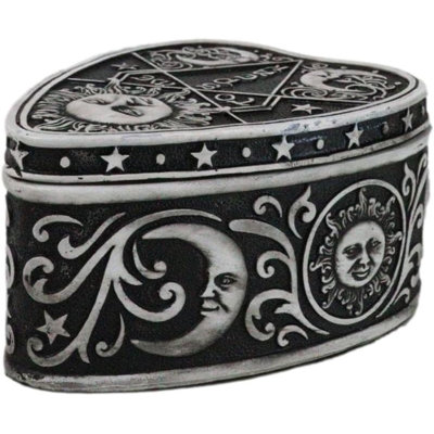 Heart Shaped Tarot Fortune Teller Wicca Divination Sun Moon Stars Trinket Box