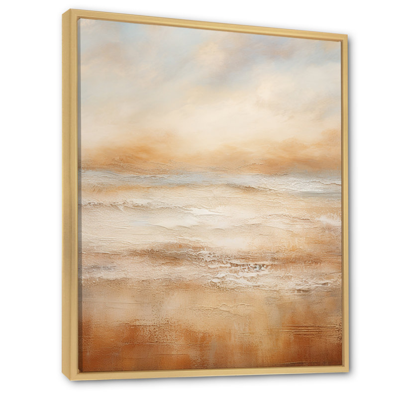 «Beige Sandy Clouds Horizon III», art mural sur toile, Cadre naturel flottant, H 20 po x l 12 po x P 1 po