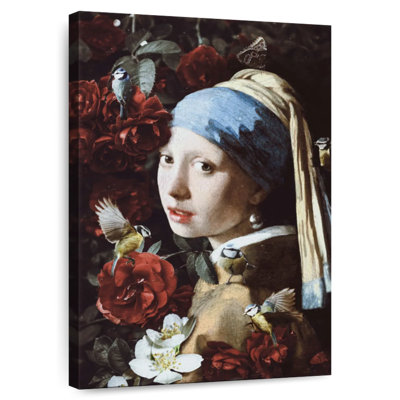 Floral Girl With Pearl Earring