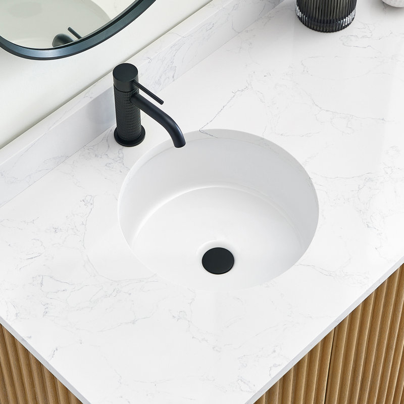 Lavabo de salle de bain circulaire encastré en céramique avec trop-plein Marseille
