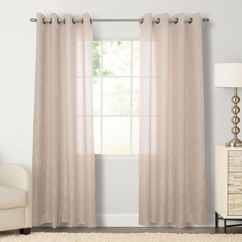 Synthia Polyester / Cotton Semi-Sheer Light Filtering Solid Curtain Panel with Grommet Top, 50" W x 84" L
