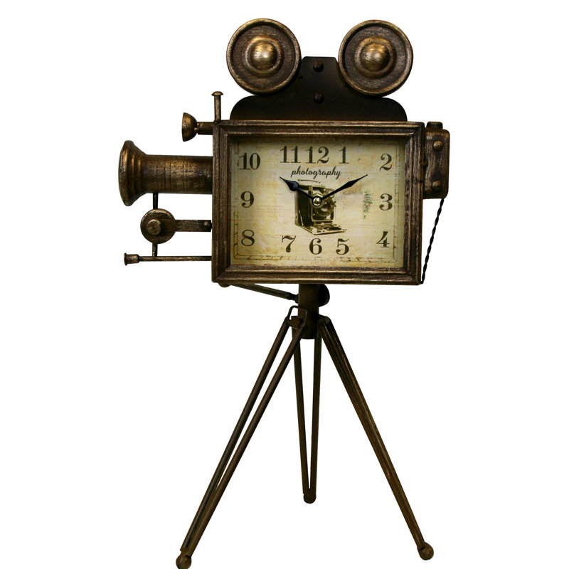Analog Metal Mechanical Tabletop Clock, Brown