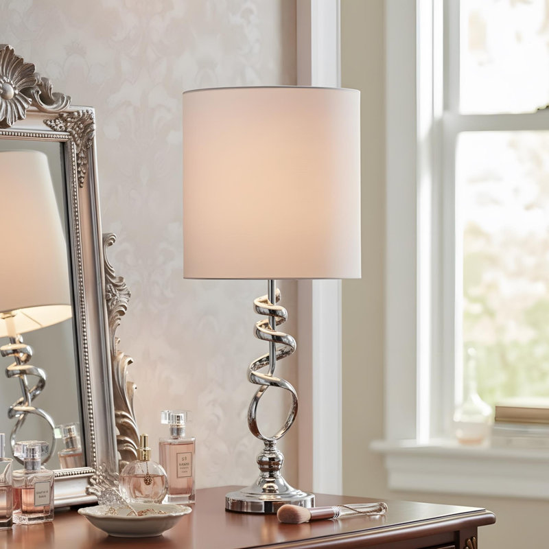 Lampe de table abstraite en métal brossé 21,5 pouces Milo