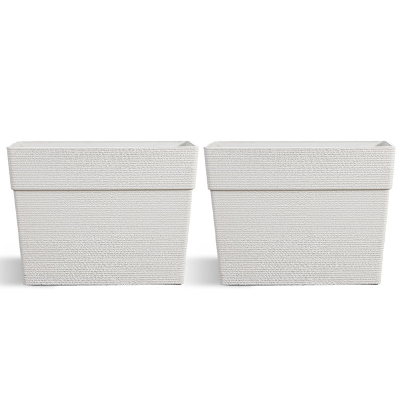 Boîte à fleurs d'extérieur rectangulaire Aura, 31.5" H x 23.6" W x 12.6" D, Blanc