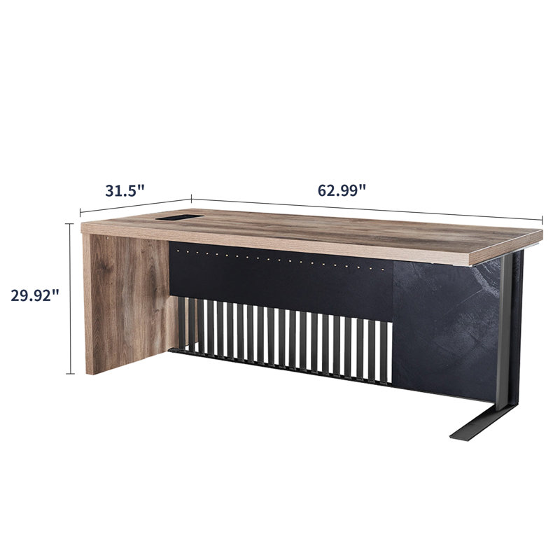 Modern Executive Office Desk, Computer Writing Desk for Home Office, Business Furniture Desk Workstation Stainless Steels Sturdy Frame 1.97IN Thick Desktop