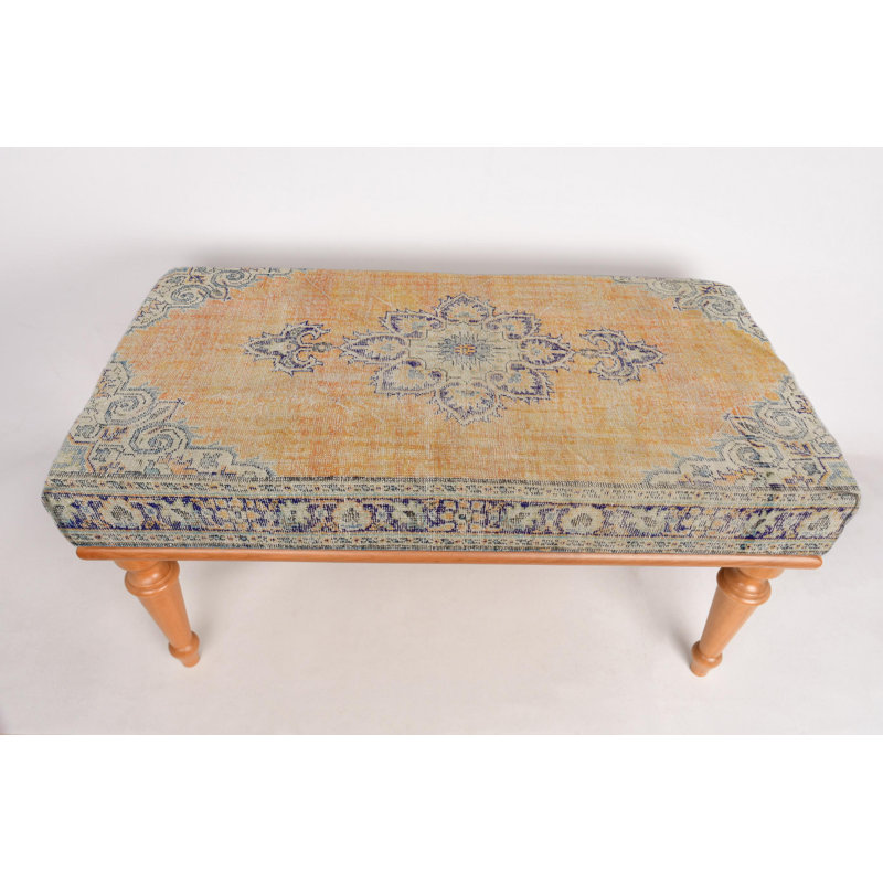 Banc orange, banc repose-pieds, banc fait à la main, banc rembourré, banc tapis turc, banc Kilim, banc de décoration intérieure, banc fait à la main