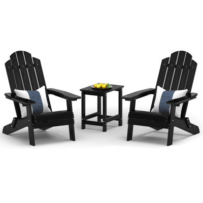 Outdoor Plastic Folding Adirondack Chair with Square Patio Table
