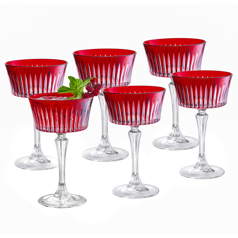 Colored Champagne Coupe Glasses - Amethyst , Stemmed Martini Glassware,  Set of 6 - 8.7 oz., Ruby